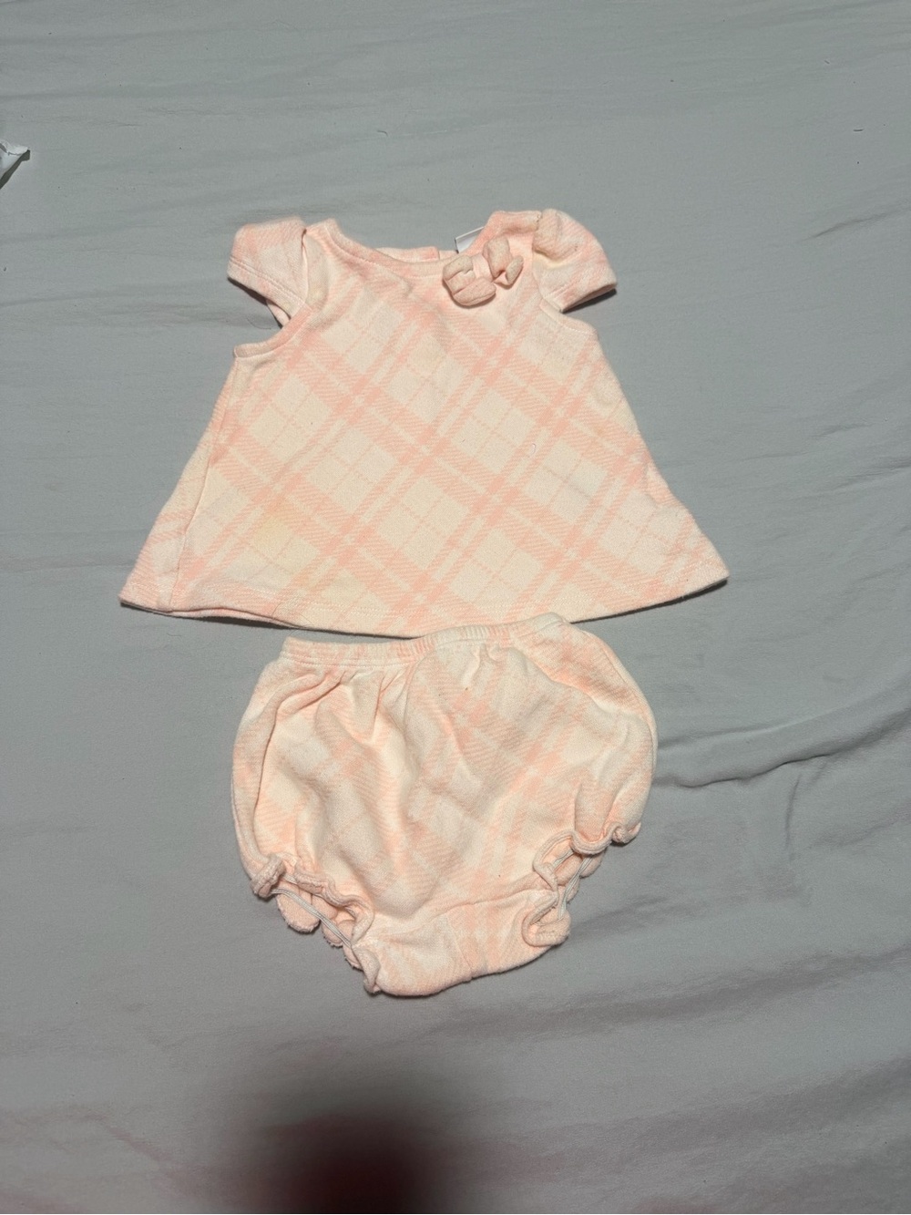 Janie and Jack Pale Pink Plaid Dress & Bloomers Set